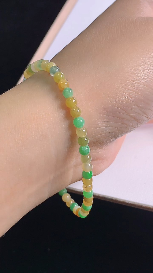 ️黄加绿手链，，尺寸:3.9-3.9mm 12
