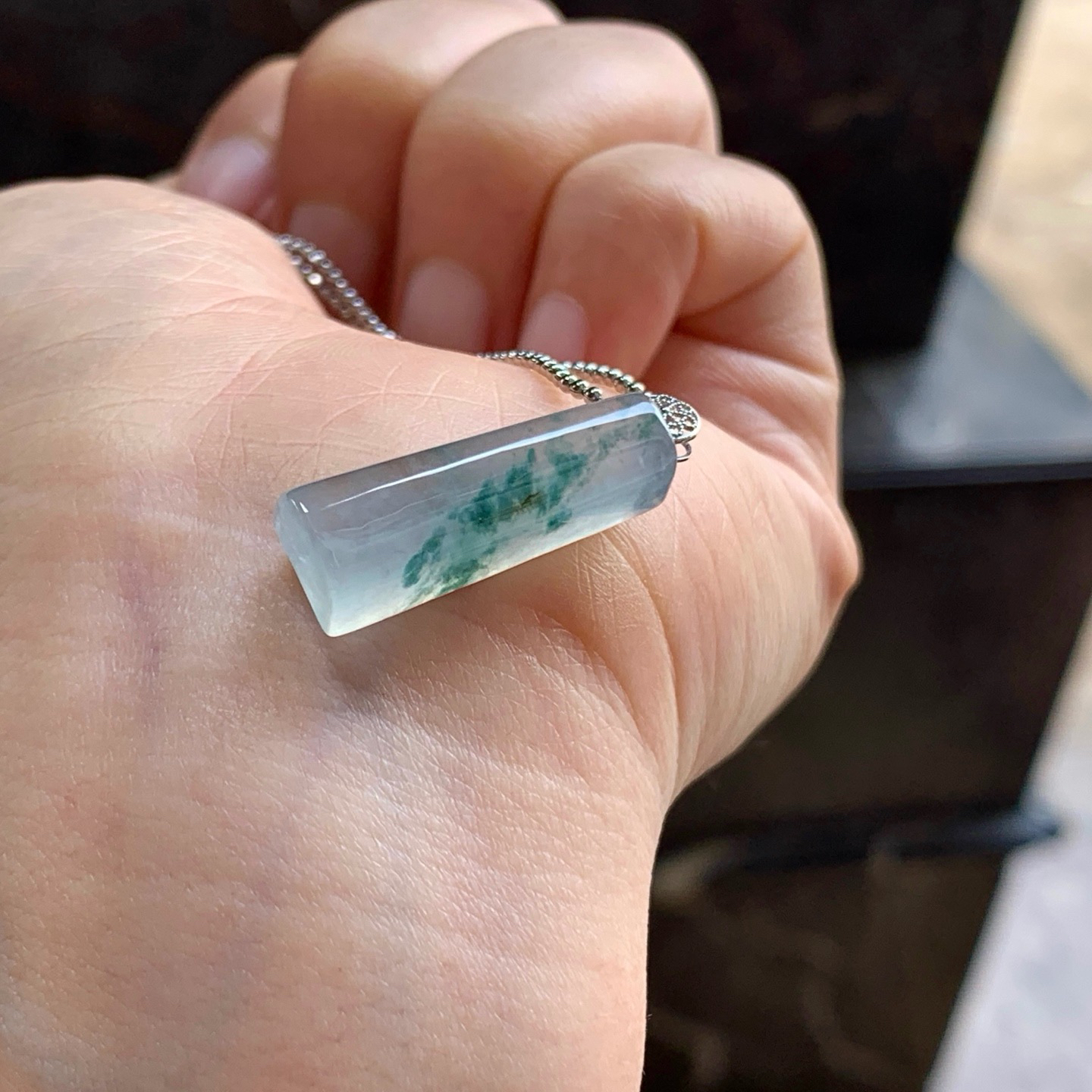 金扣蓝花无事牌^_^冰透