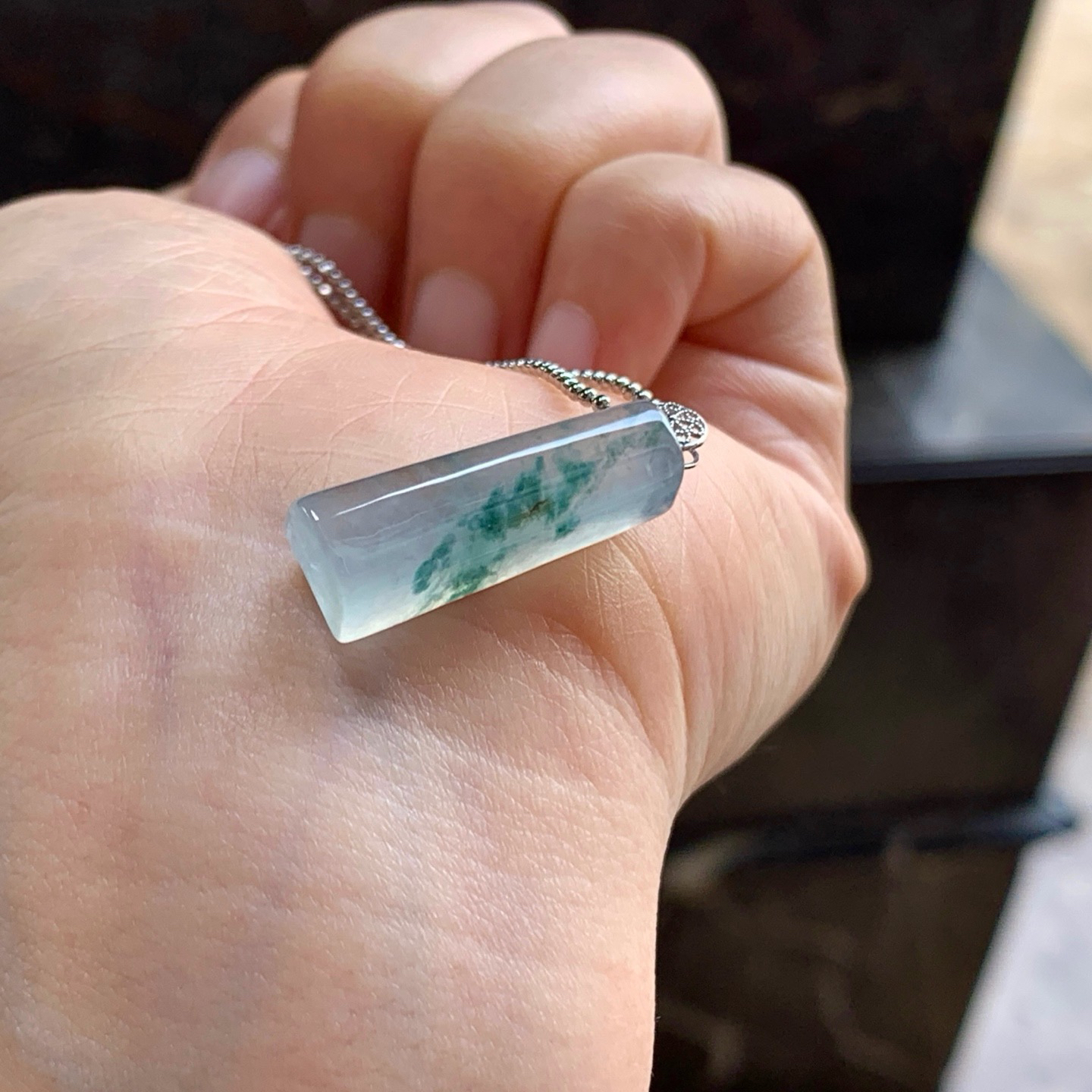 金扣蓝花无事牌^_^冰透