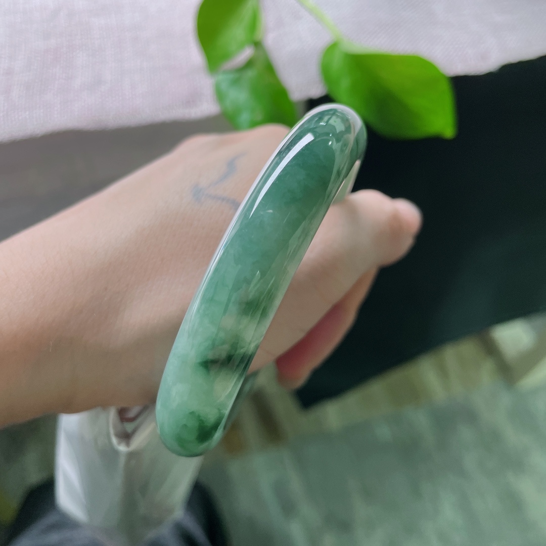 飘花正圈，大圈口，水头好，上手古典有韵味，有纹，ss51123a