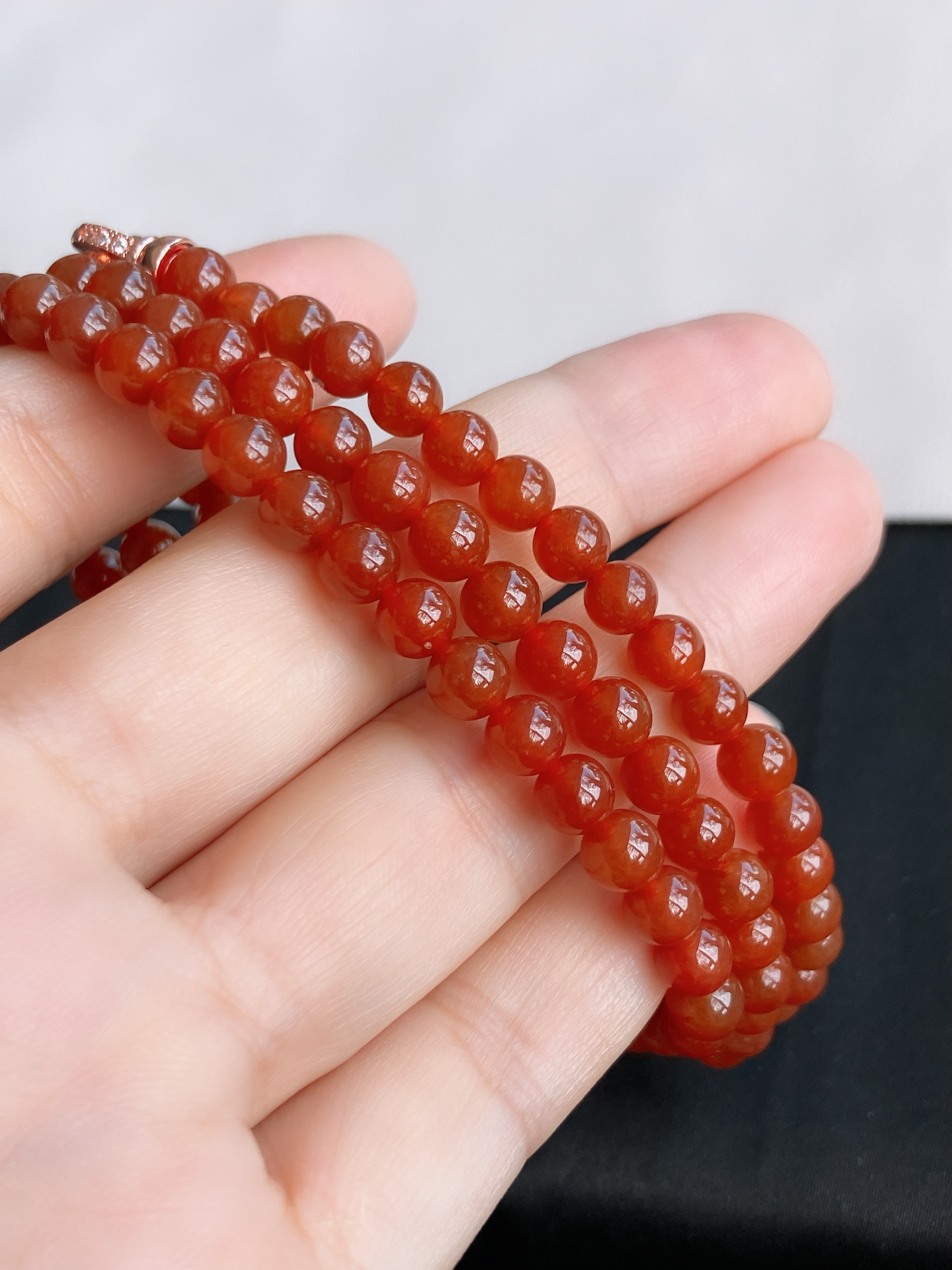 ️冰红珠链，晶莹剔透，尺寸6/112颗，自然光实拍