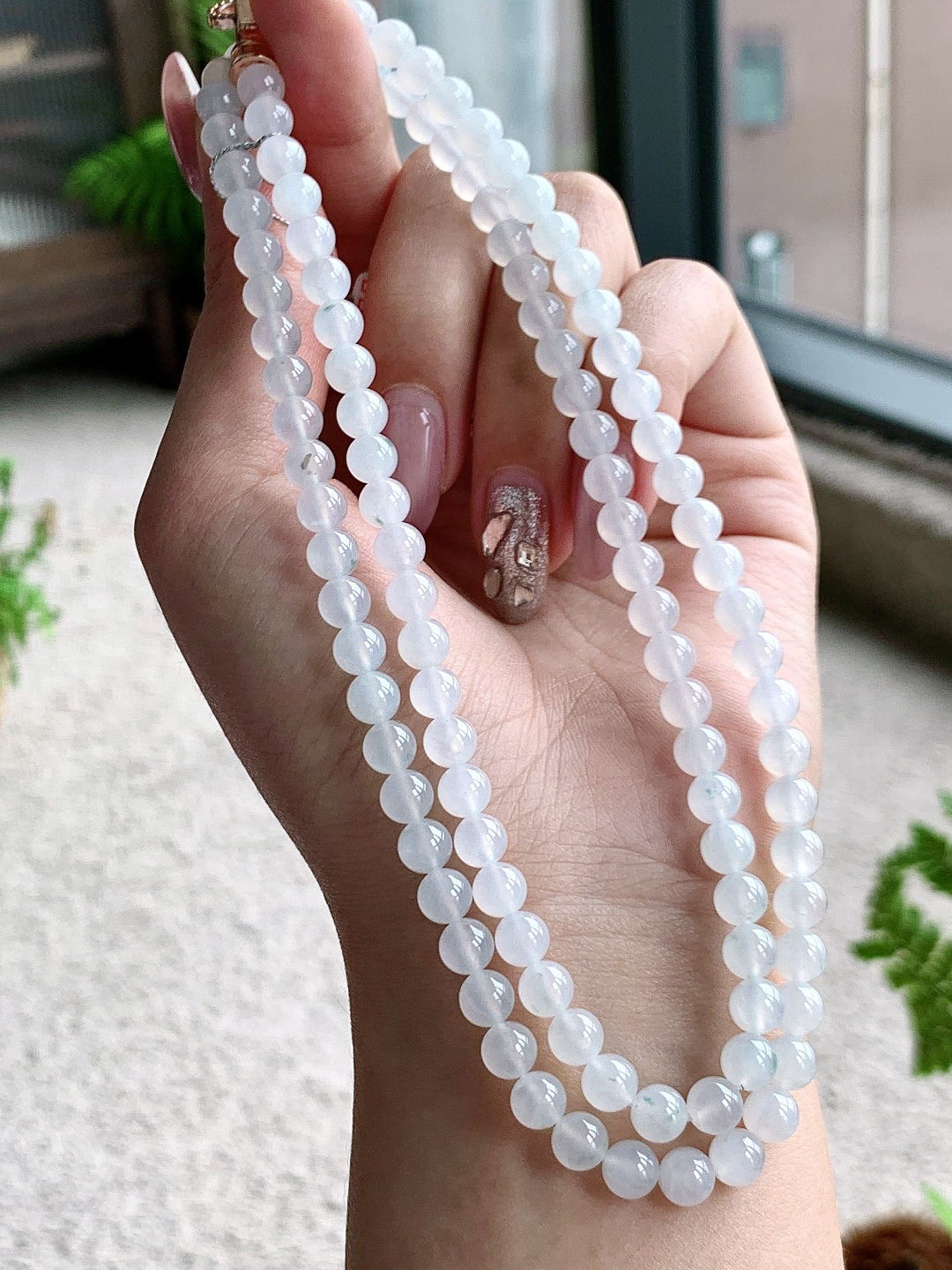 🫧冰飘花珠链圆珠子珠链 性比高 尺寸6mm，33cm 重量45克 不议