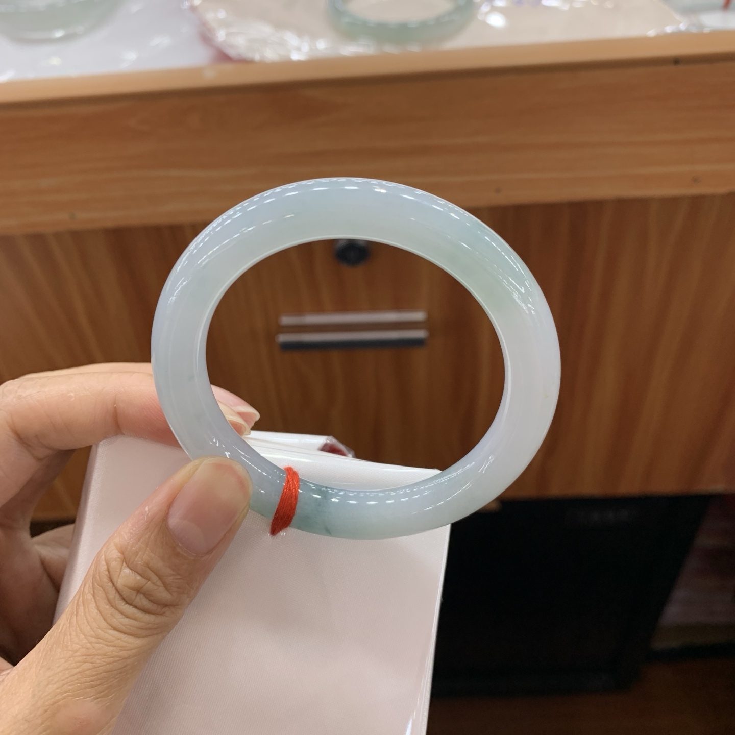 051505GX 飘花圆条翡翠手镯 53-9.7-9.2