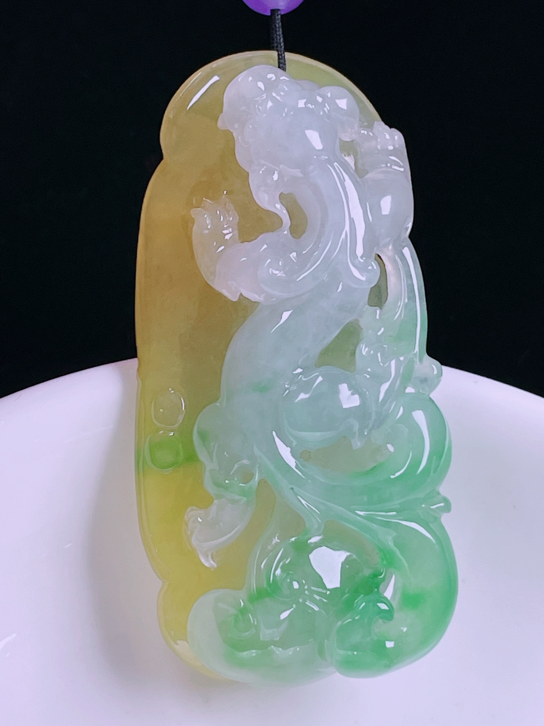 ️黄加绿草龙，老种起光，细底通透，尺寸：52/25.7/11.6mm0517