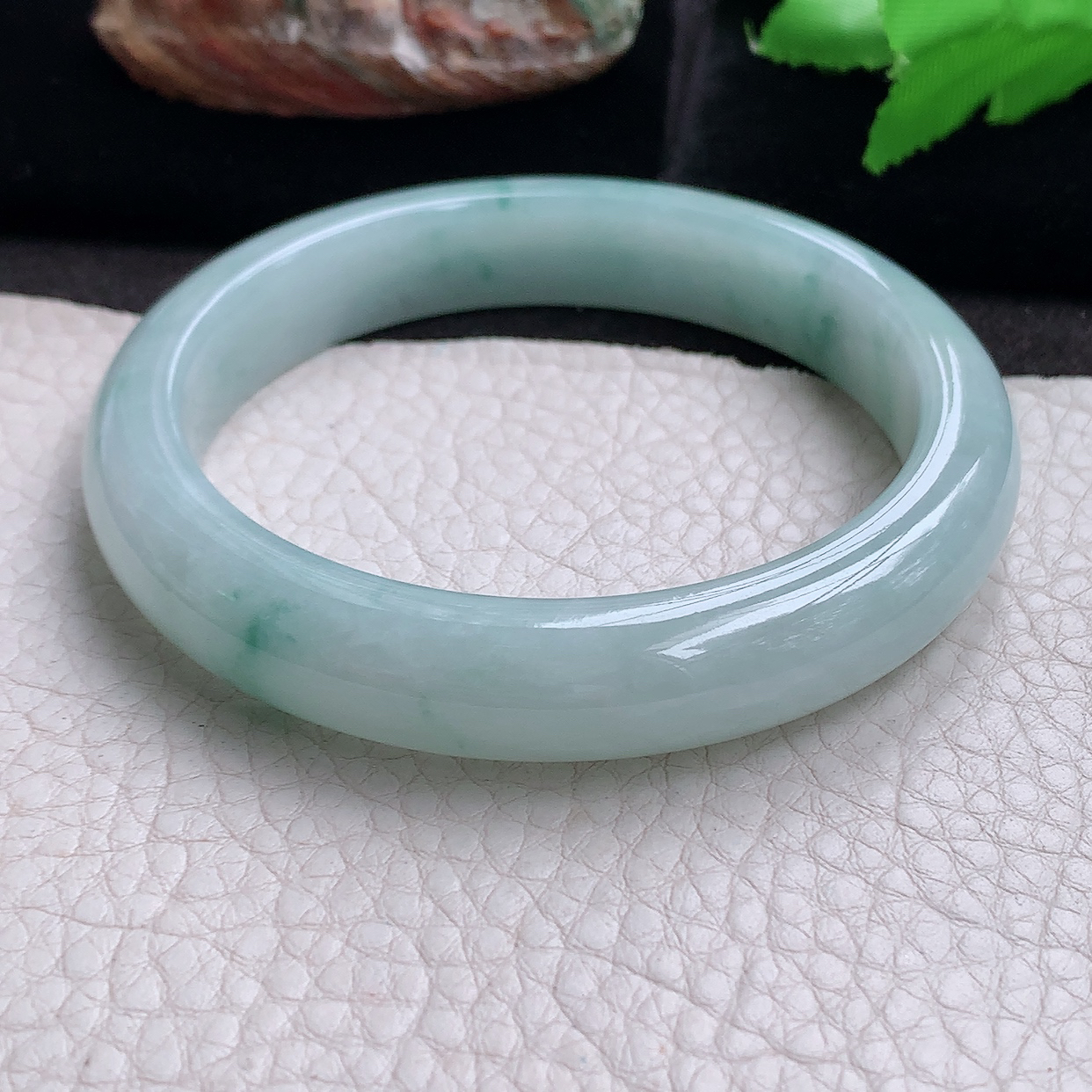 xx大圈口60.5*12.3*8.8平安镯 缅甸翡翠玉手镯 精美冰飘花胶感正圈玉手环
