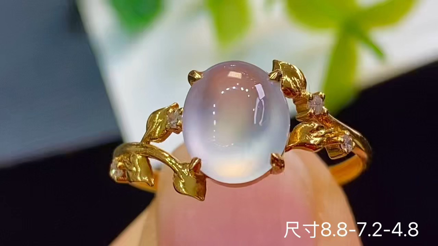 ️ 18k金+钻玻璃种戒指，无裂，8.8-7.2-4.8