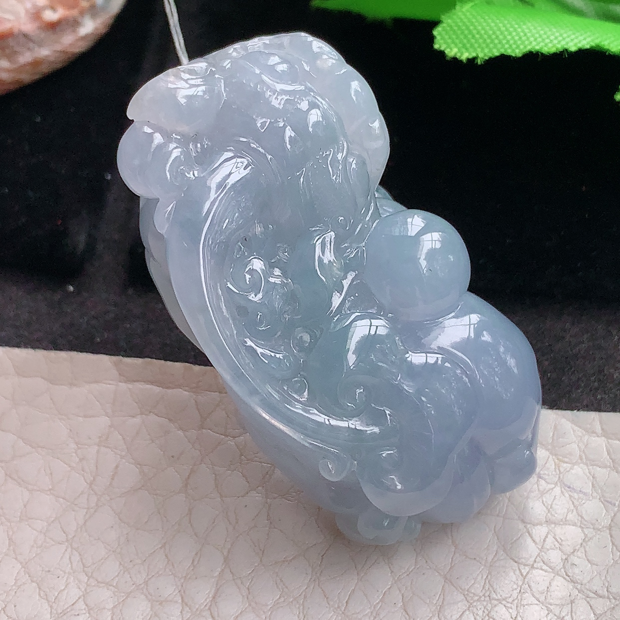 Qxm实拍45.8*23.2*15.3天然缅甸翡翠a货冰紫招财貔貅吊坠吉祥瑞兽霸王貔貅