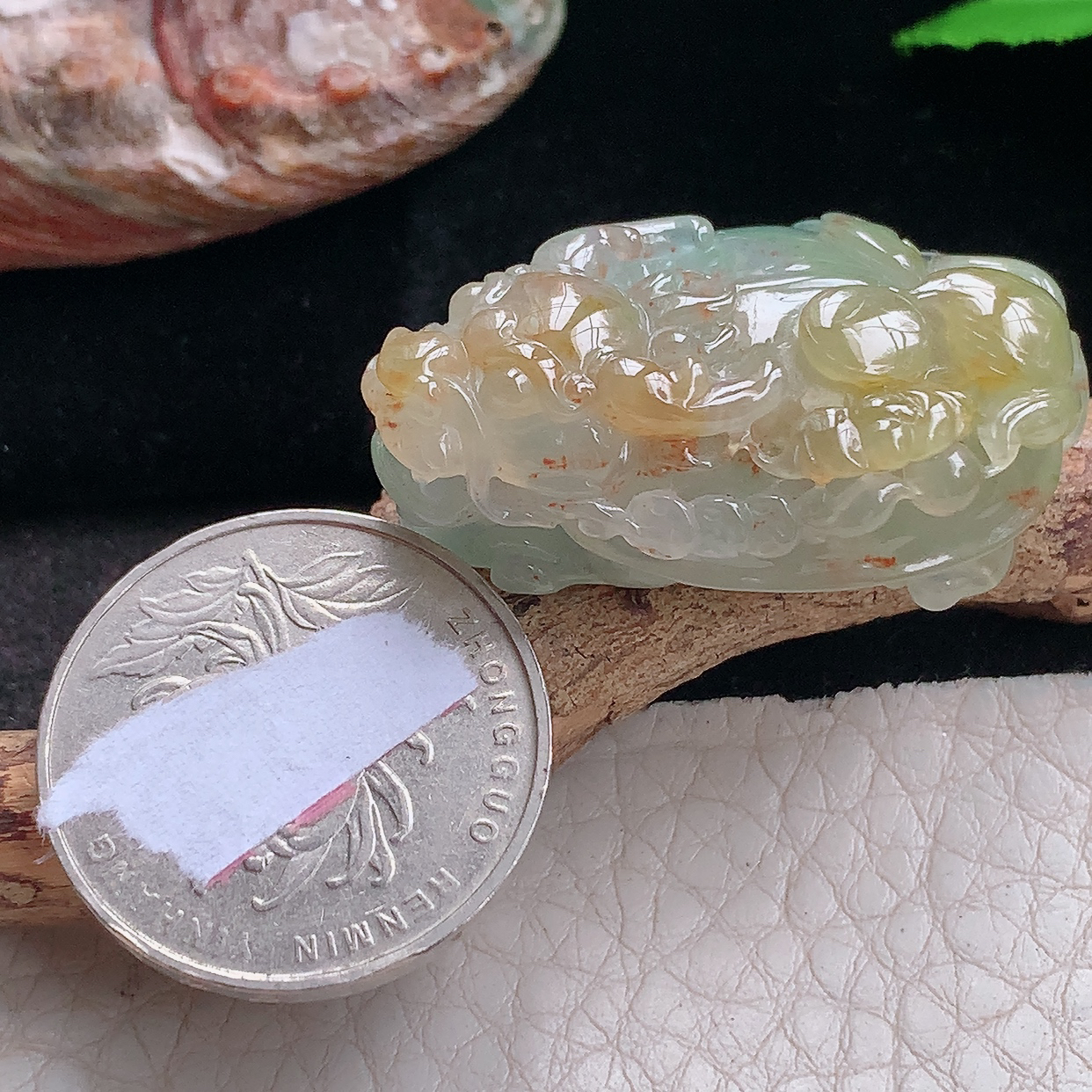 Xqa实拍36.8*23.3*15.6天然缅甸翡翠冰飘黄龙头龟吊坠双彩瑞兽