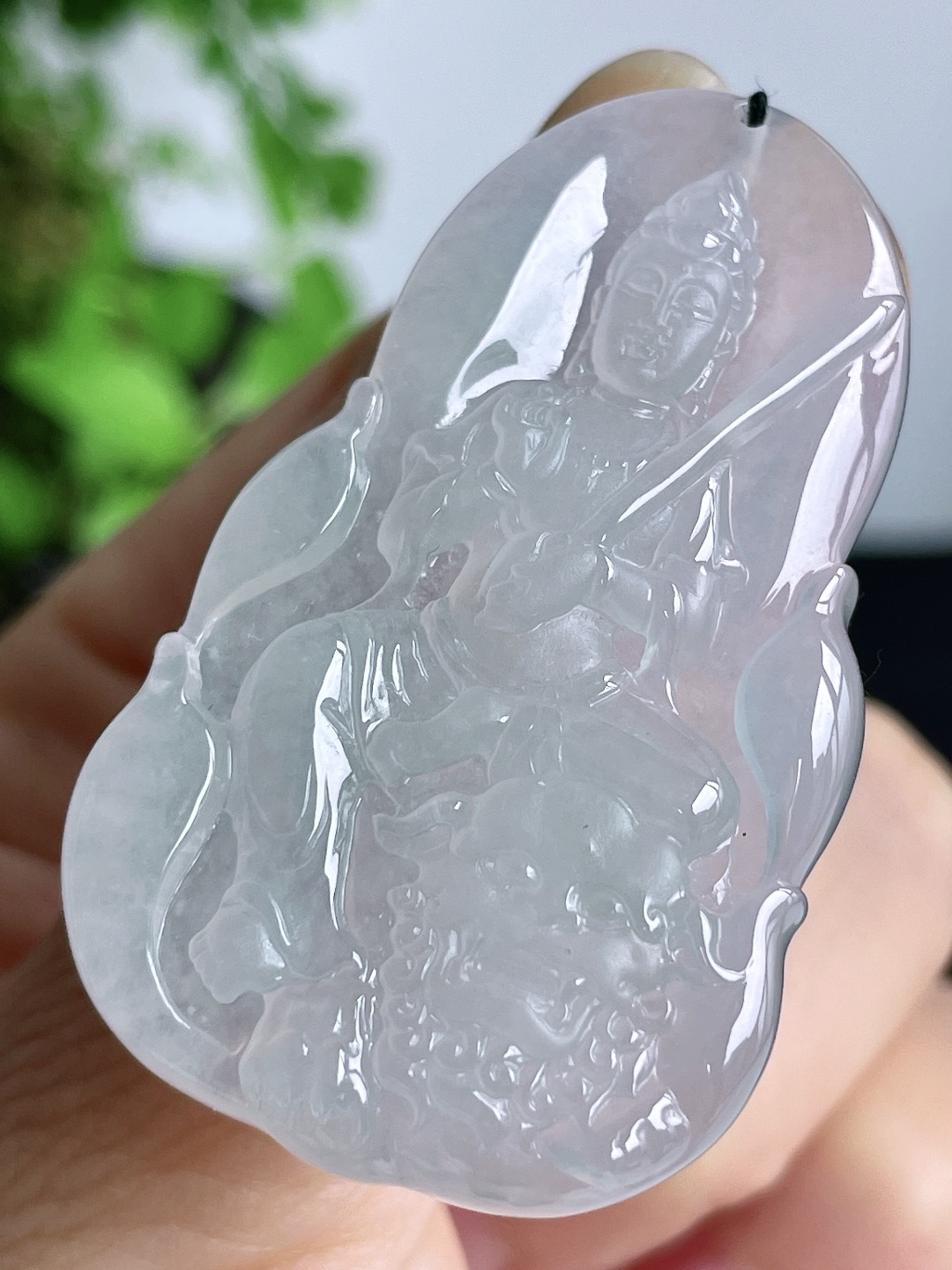 糯冰晴水文殊菩萨牌吊坠 无裂,性比高 尺寸48.2/29/6 重量17克