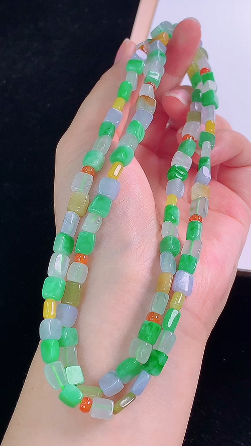 ️多彩项链，，尺寸:7.5-6.6-5.3mm 14