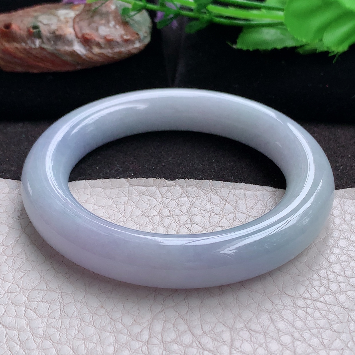ee实拍54*12*11.5胖圆镯 缅甸翡翠玉手镯 精美紫罗兰胶感圆条玉手环