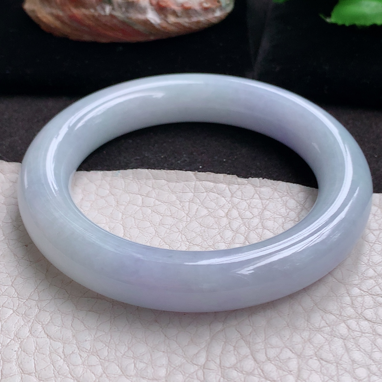ee实拍54*12*11.5胖圆镯 缅甸翡翠玉手镯 精美紫罗兰胶感圆条玉手环