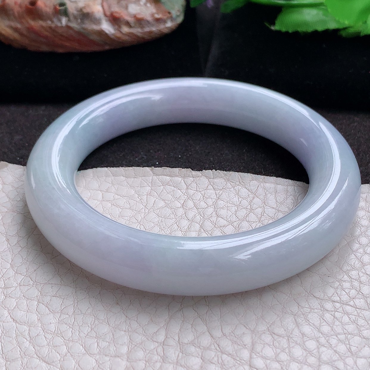 ee实拍54*12*11.5胖圆镯 缅甸翡翠玉手镯 精美紫罗兰胶感圆条玉手环