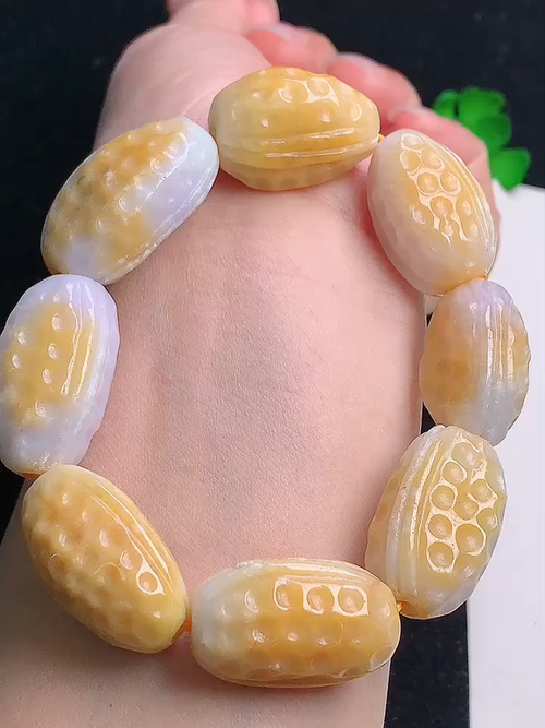 黄翡核桃手链，，尺寸：27.0/15.0mm，№;y16bz  14
