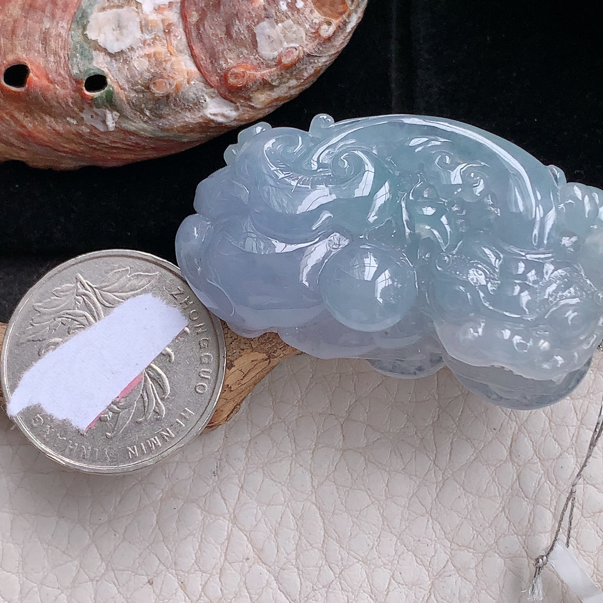 Qxm实拍45.8*23.2*15.3天然缅甸翡翠a货冰紫招财貔貅吊坠吉祥瑞兽霸王貔貅