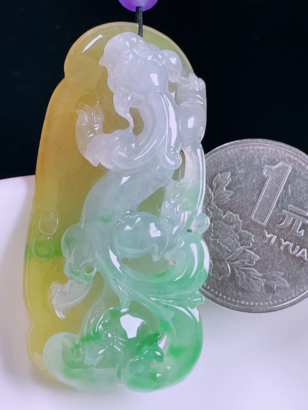 ️黄加绿草龙，老种起光，细底通透，尺寸：52/25.7/11.6mm0517