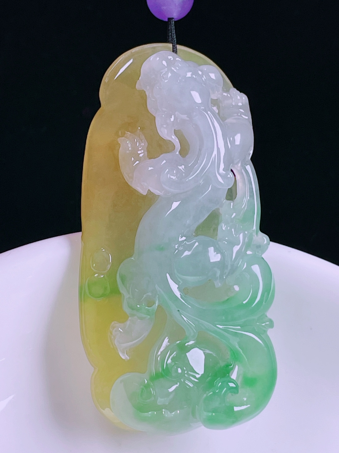 ️黄加绿草龙，老种起光，细底通透，尺寸：52/25.7/11.6mm0517