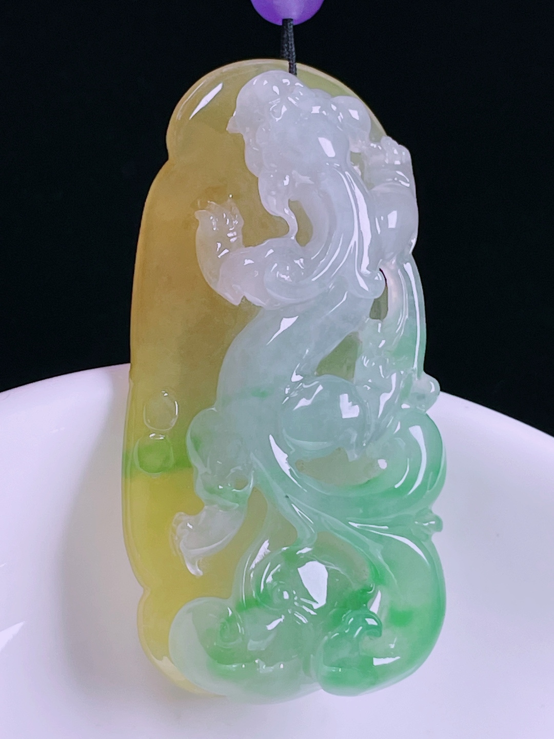️黄加绿草龙，老种起光，细底通透，尺寸：52/25.7/11.6mm0517