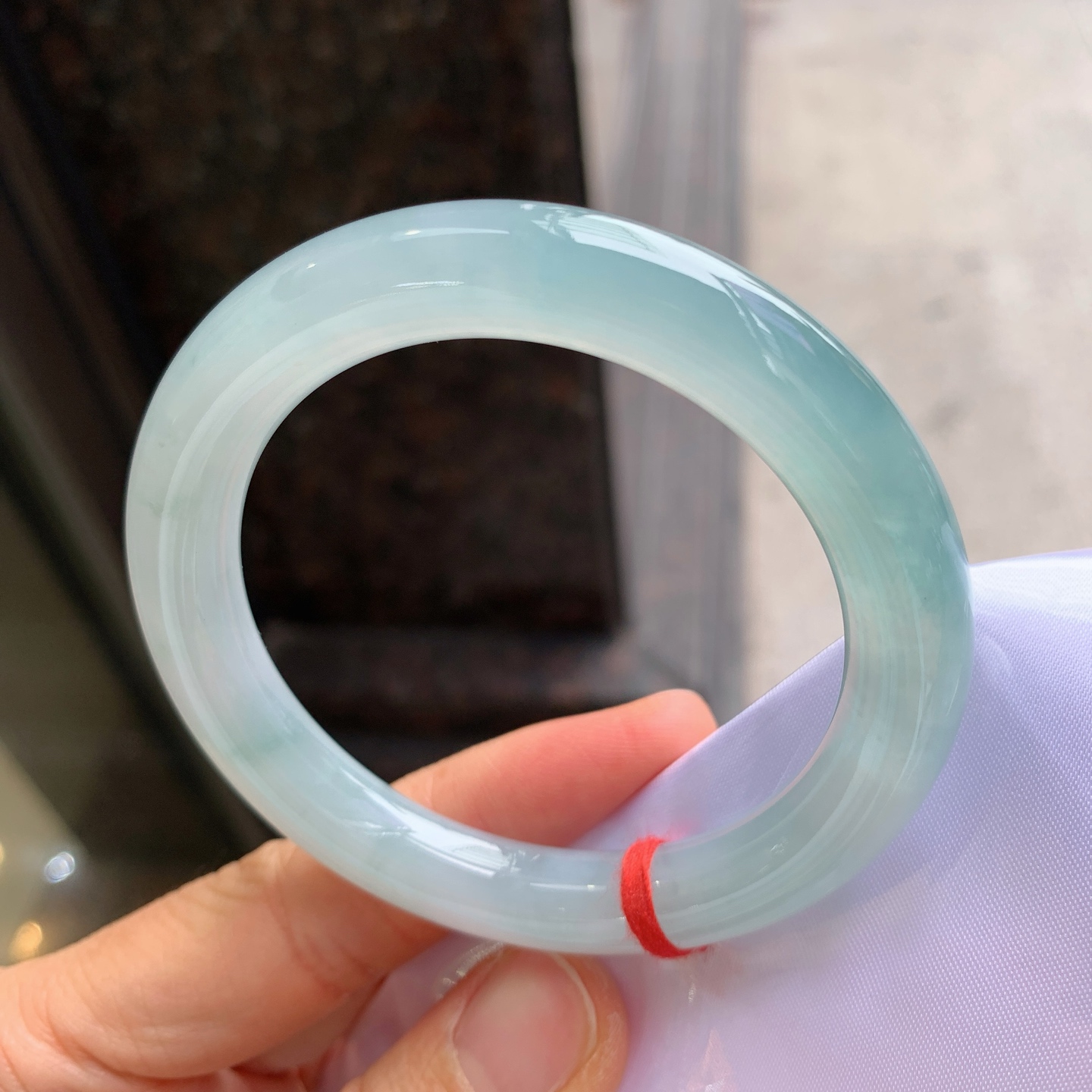 圆条冰蓝水 无裂 尺寸：54/9.6 冰润