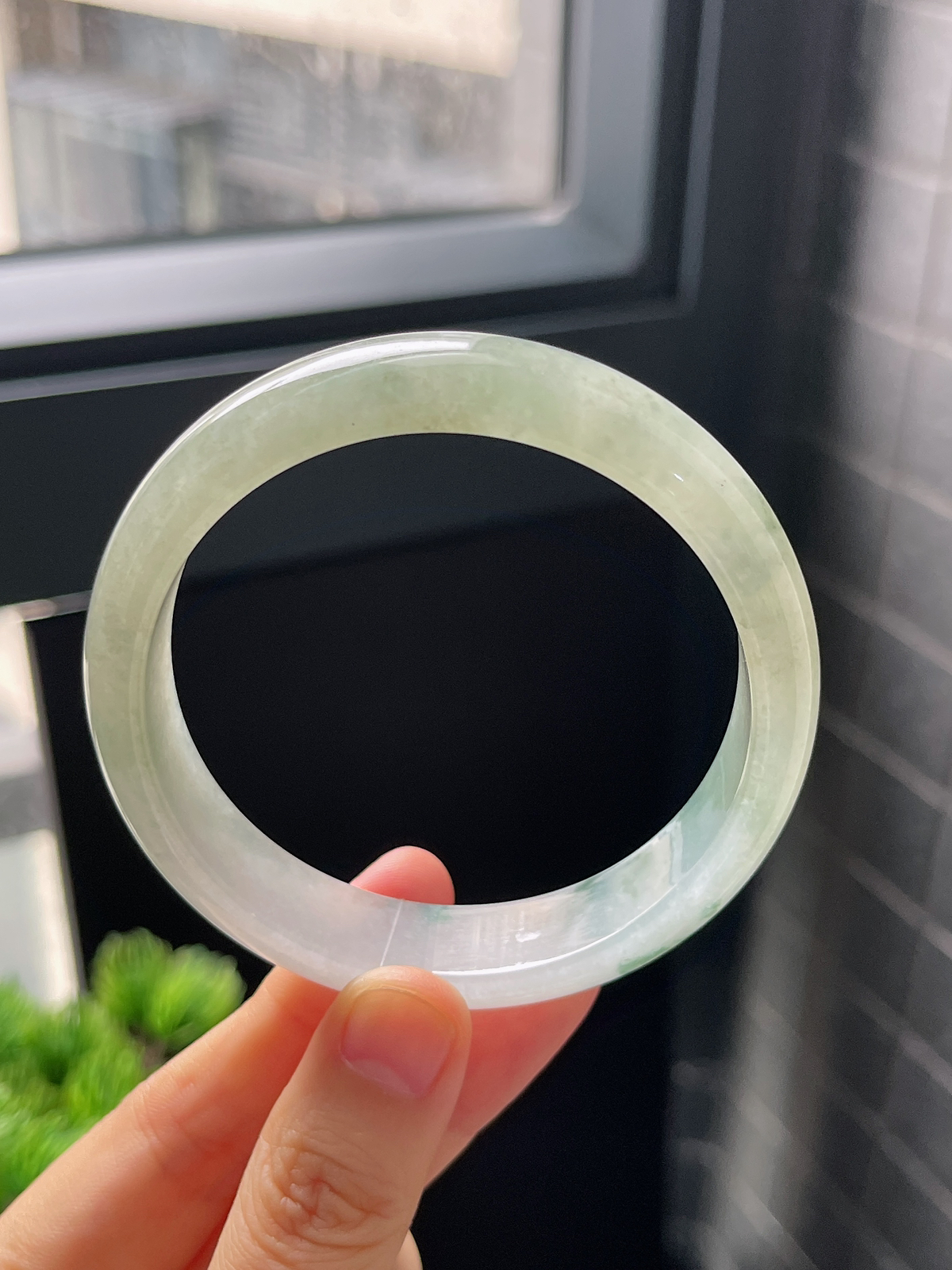 正圈58圈口，翡翠冰糯种飘花手镯