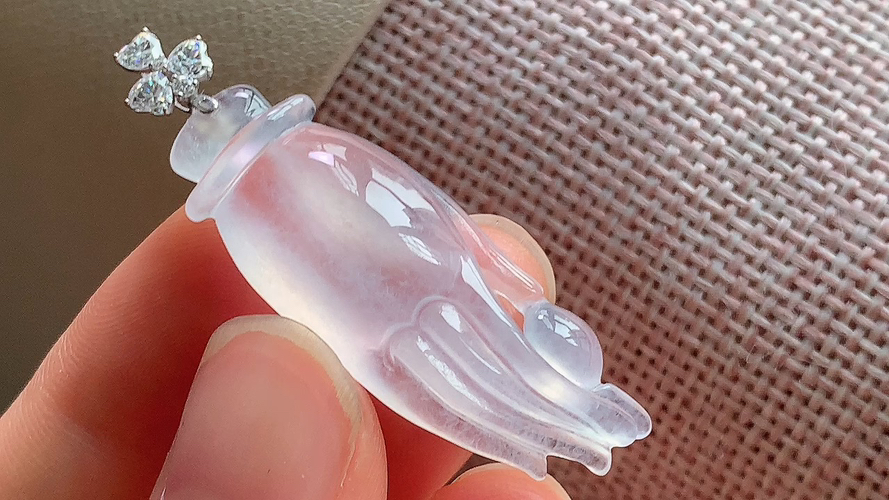 天然翡翠，冰透佛手，18k金 尺寸37.5-13.6-7 ac517