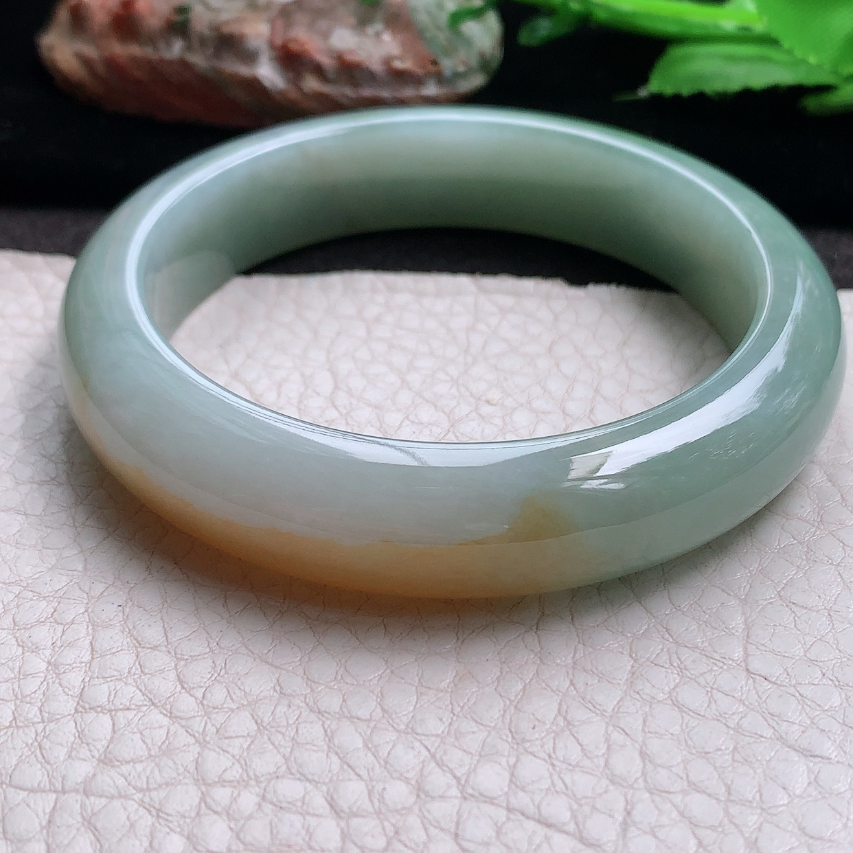 h实拍58*13.5*9招财镯 缅甸翡翠a货玉手镯双彩宽边珠宝玉手环