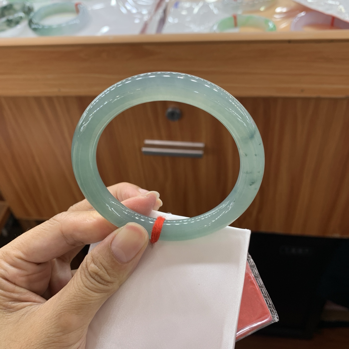 冰油圆条翡翠手镯 57.3-9.8-9.4