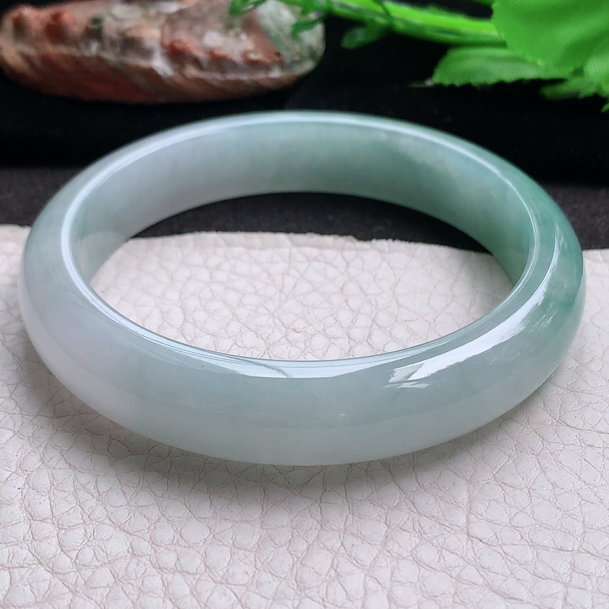 yh大圈口61*12.8*8平安镯 缅甸翡翠a货玉手镯半山水宽边珠宝玉手环