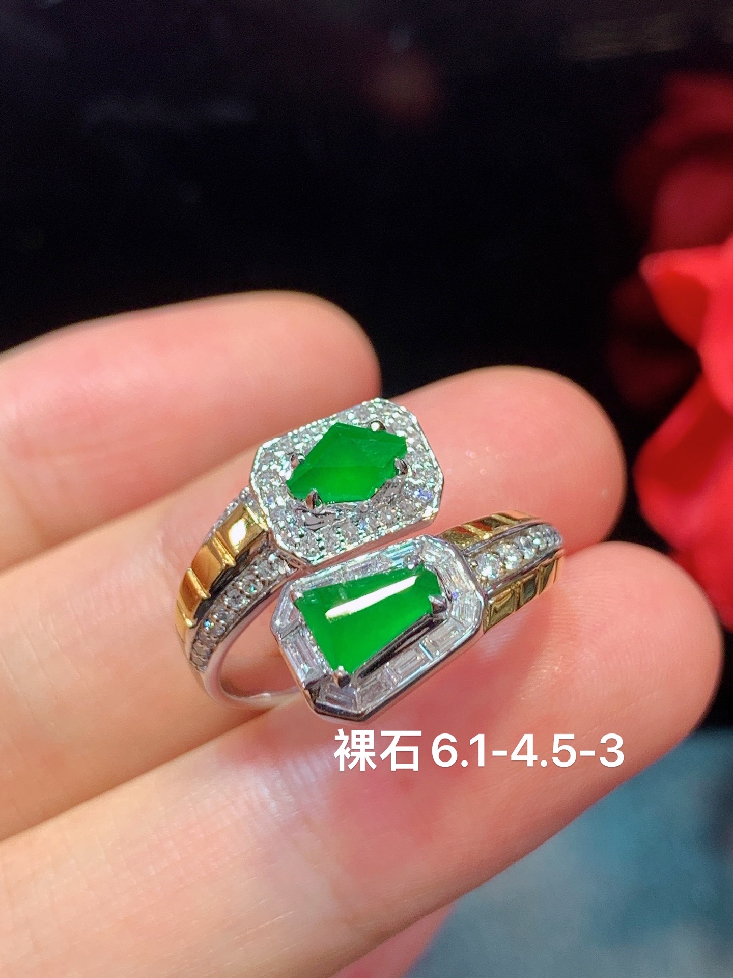 ️ 阳绿二合一戒指 随手拍 实物更美，6.1-4.5-3