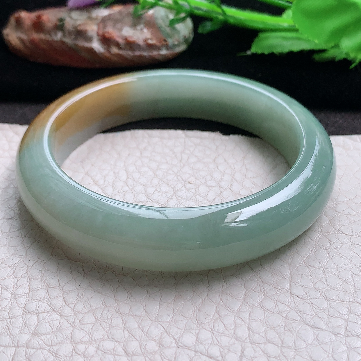 h实拍58*13.5*9招财镯 缅甸翡翠a货玉手镯双彩宽边珠宝玉手环