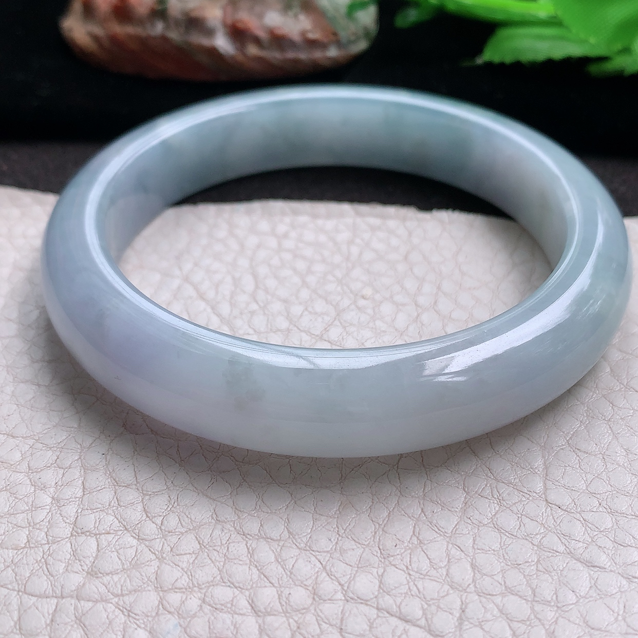 yh大圈口63*13*9.3平安镯 缅甸翡翠a货玉手镯淡冰紫宽边珠宝玉手环