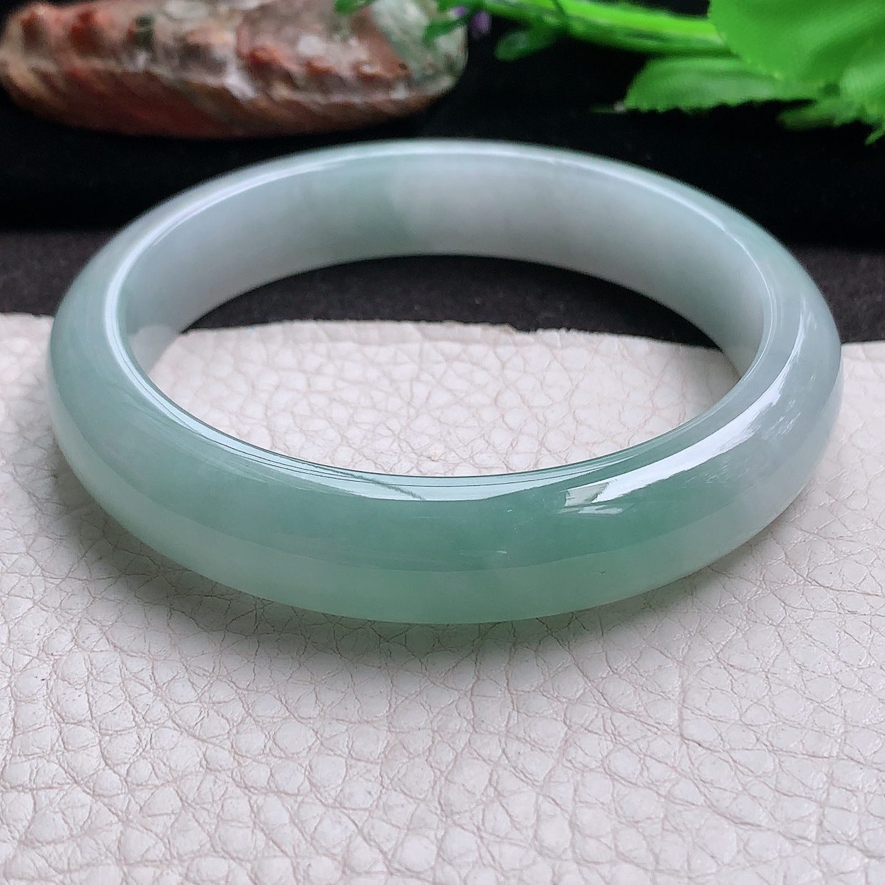 yh大圈口61*12.8*8平安镯 缅甸翡翠a货玉手镯半山水宽边珠宝玉手环