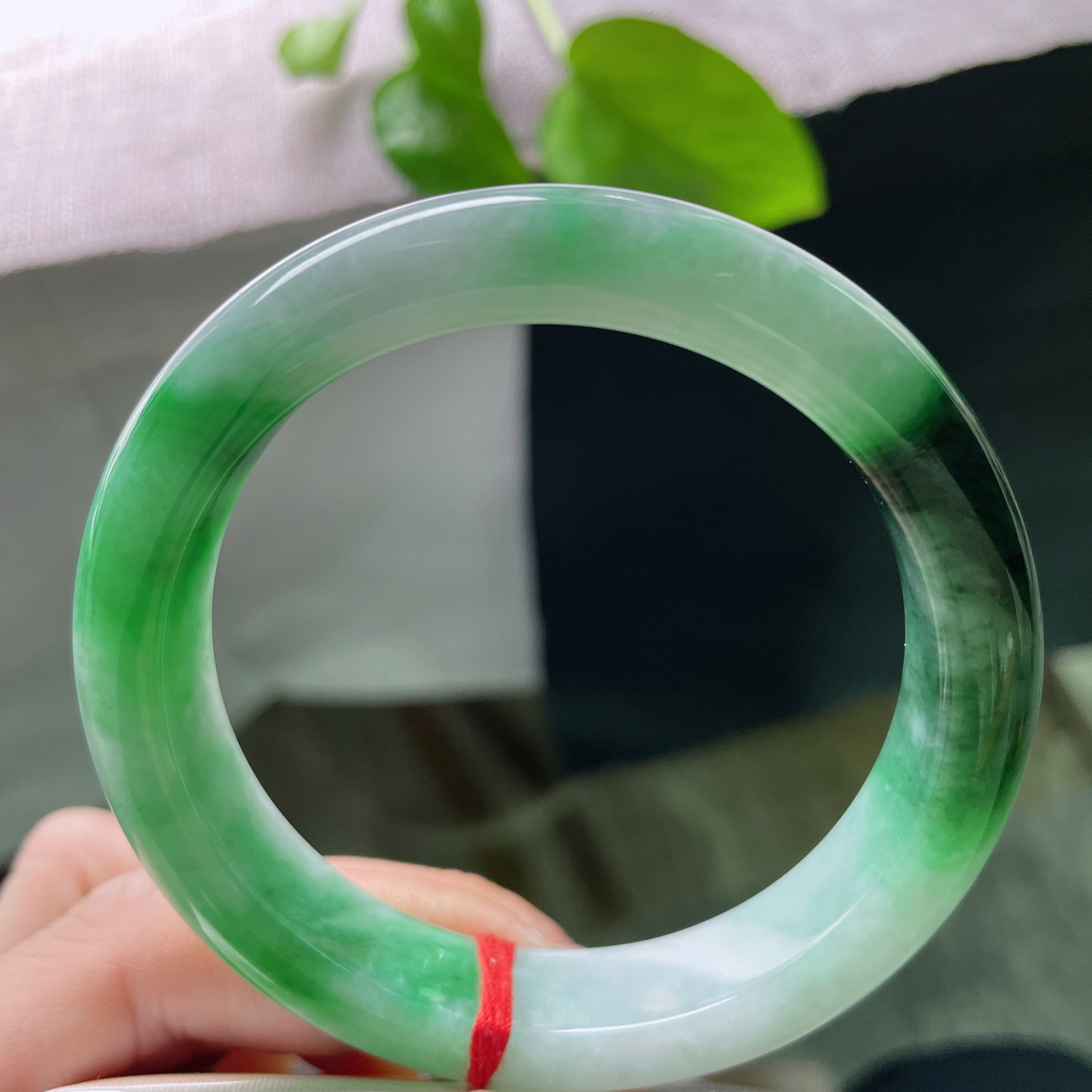57/12.4/8.6，绿底正圈，双色交汇，独具特色，种老，富贵吉祥，晶体纹，ss52501a..