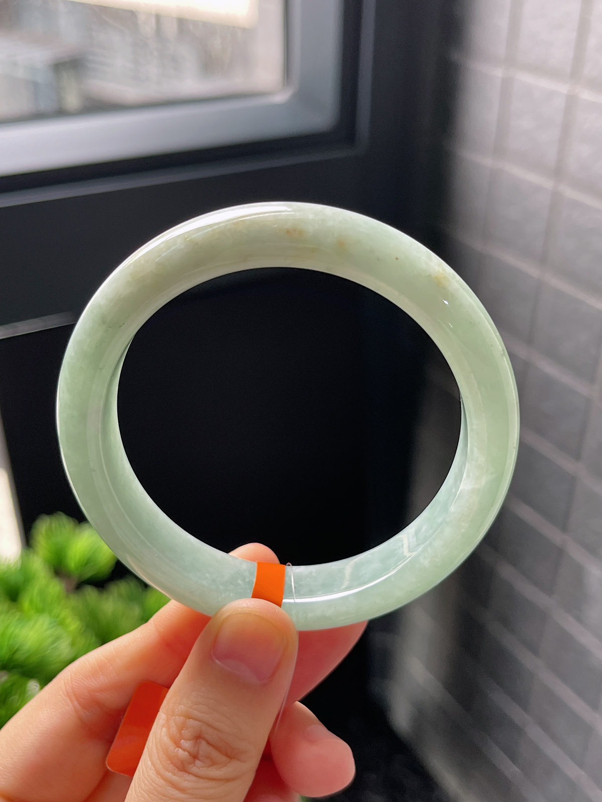 正圈55.3圈口，翡翠糯化种飘绿手镯