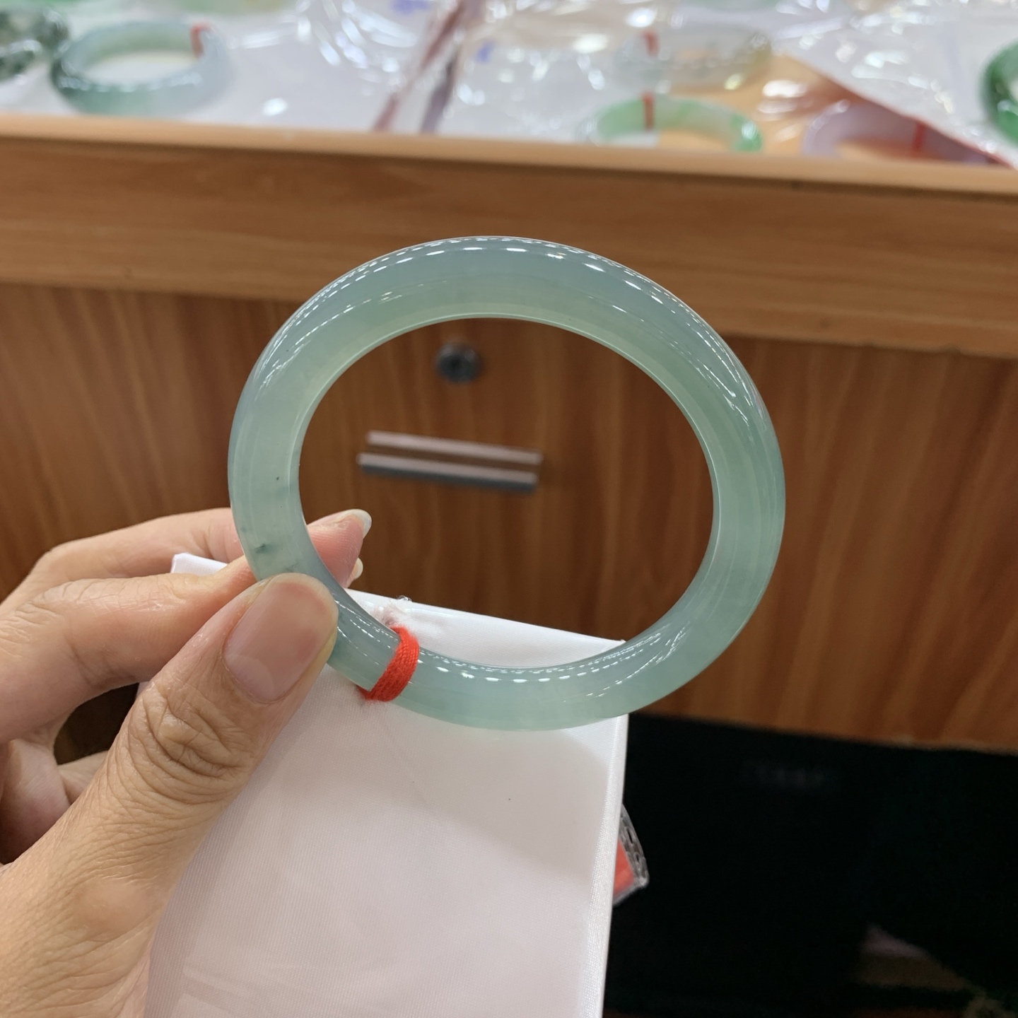 冰油圆条翡翠手镯 57.3-9.8-9.4