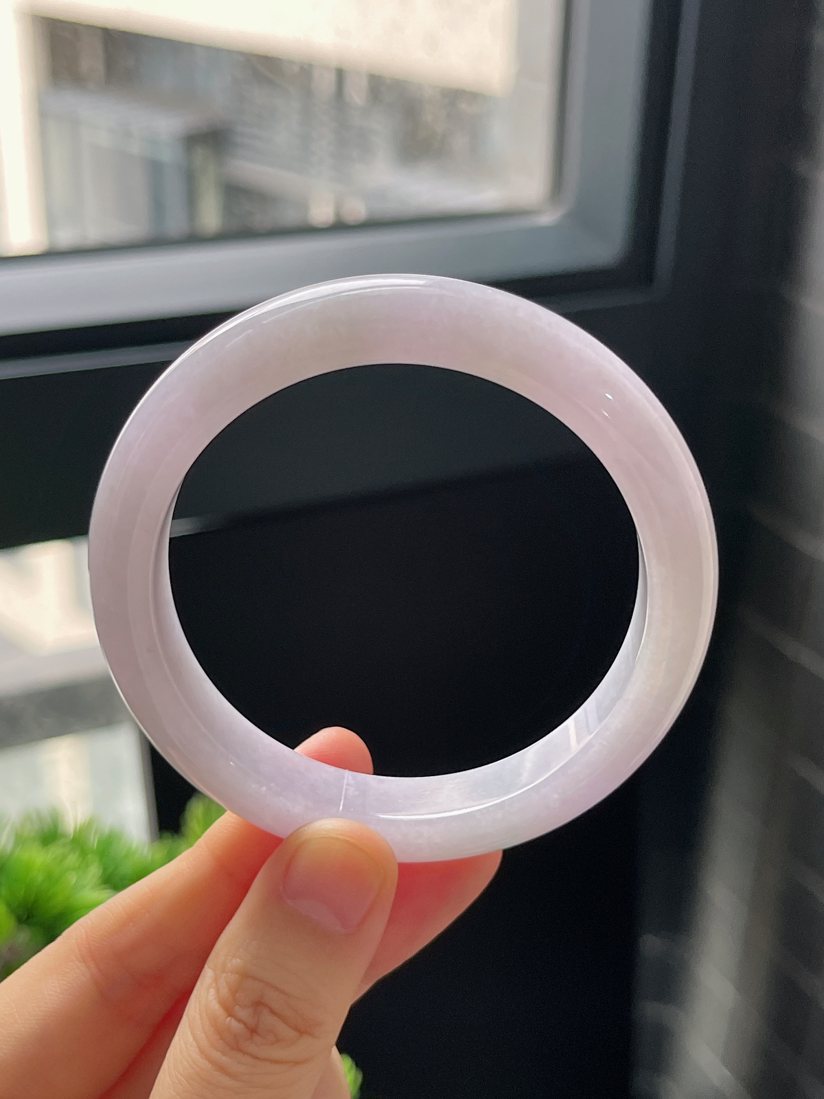 正圈55.2圈口，翡翠糯化种紫色手镯