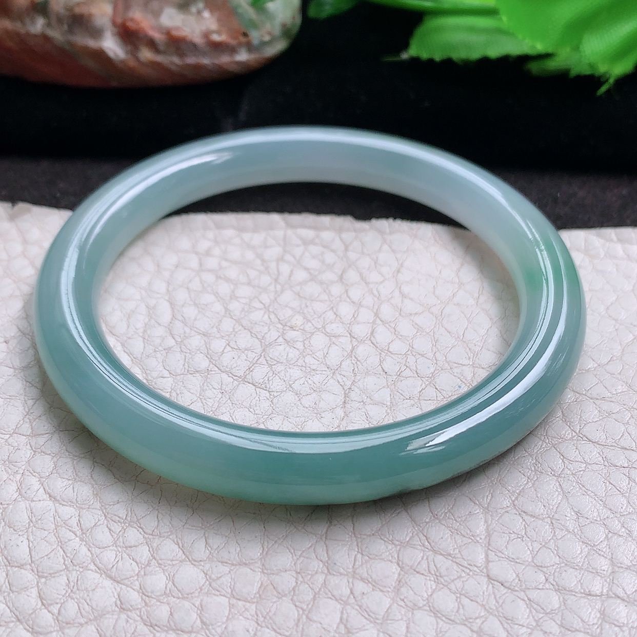 h小圈口53*7.5*8美人镯 缅甸翡翠a货玉手镯冰飘花圆条珠宝玉手环