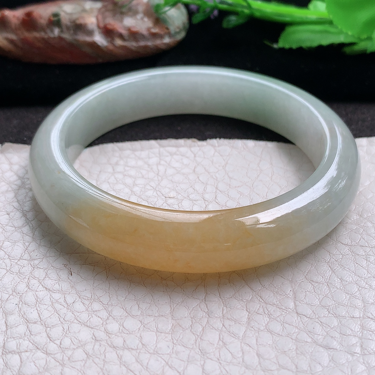 h实拍58*12.2*8.5招财镯 缅甸翡翠a货玉手镯冰双彩宽边珠宝玉手环