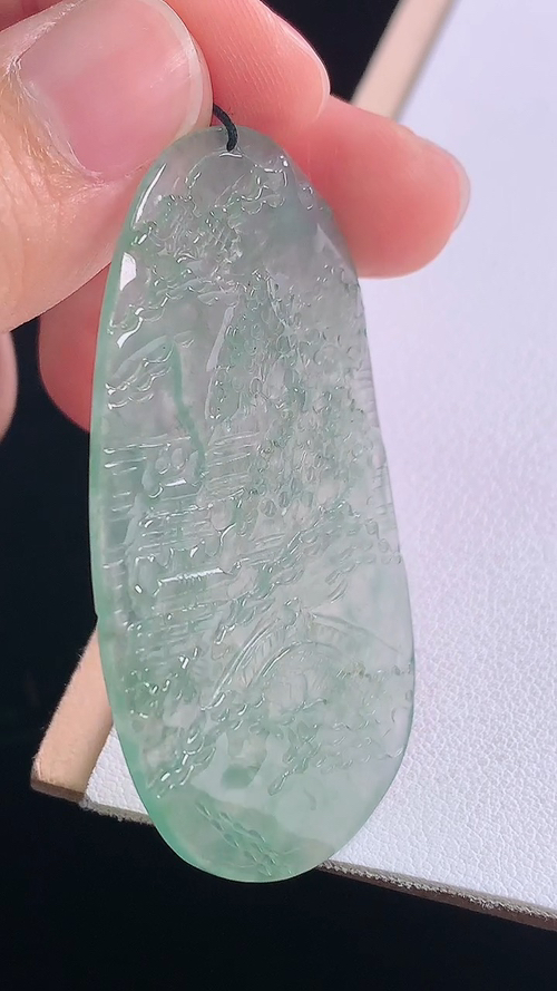 冰晴山水牌，无裂，尺寸:55.1-29.5-3.1mm