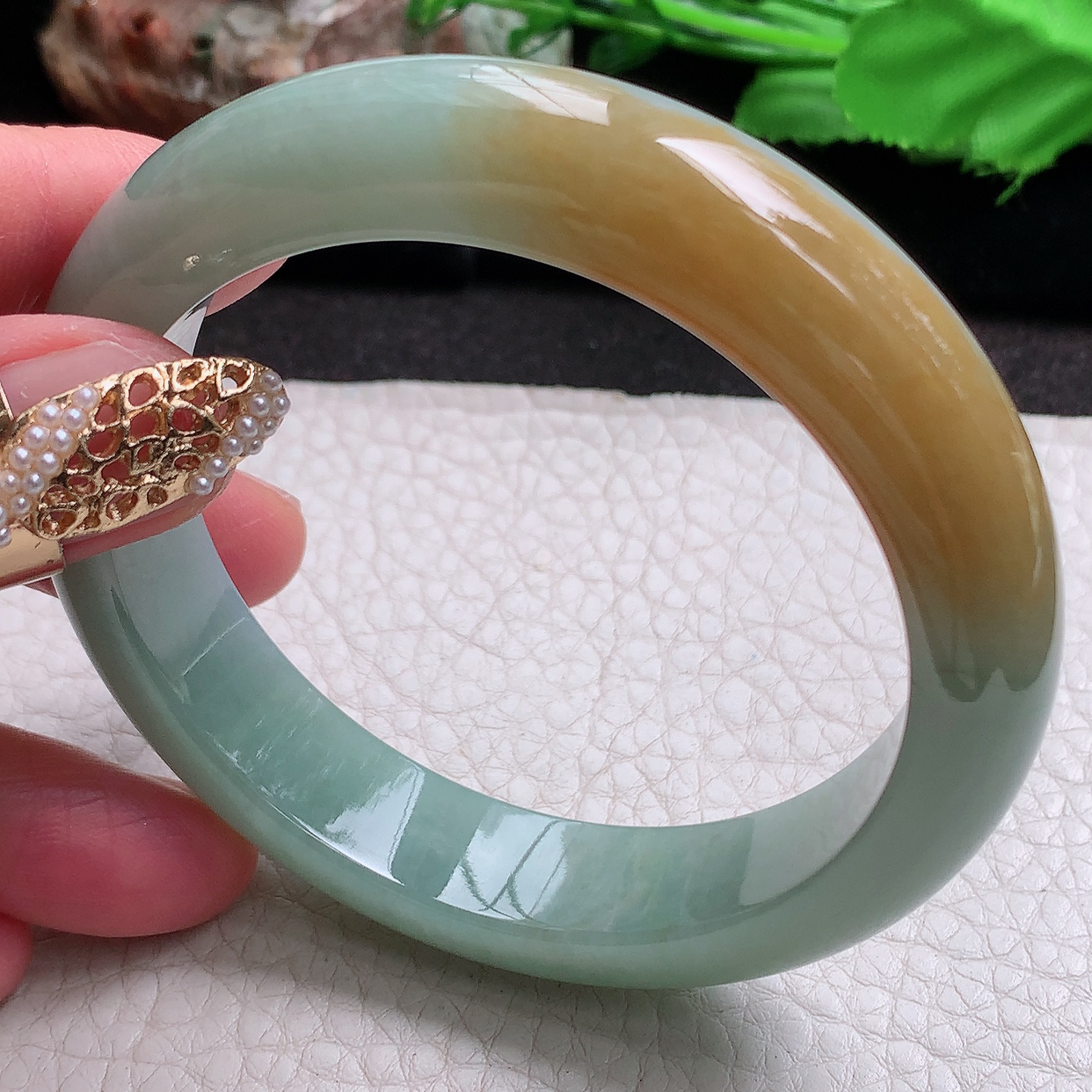 h实拍58*13.5*9招财镯 缅甸翡翠a货玉手镯双彩宽边珠宝玉手环