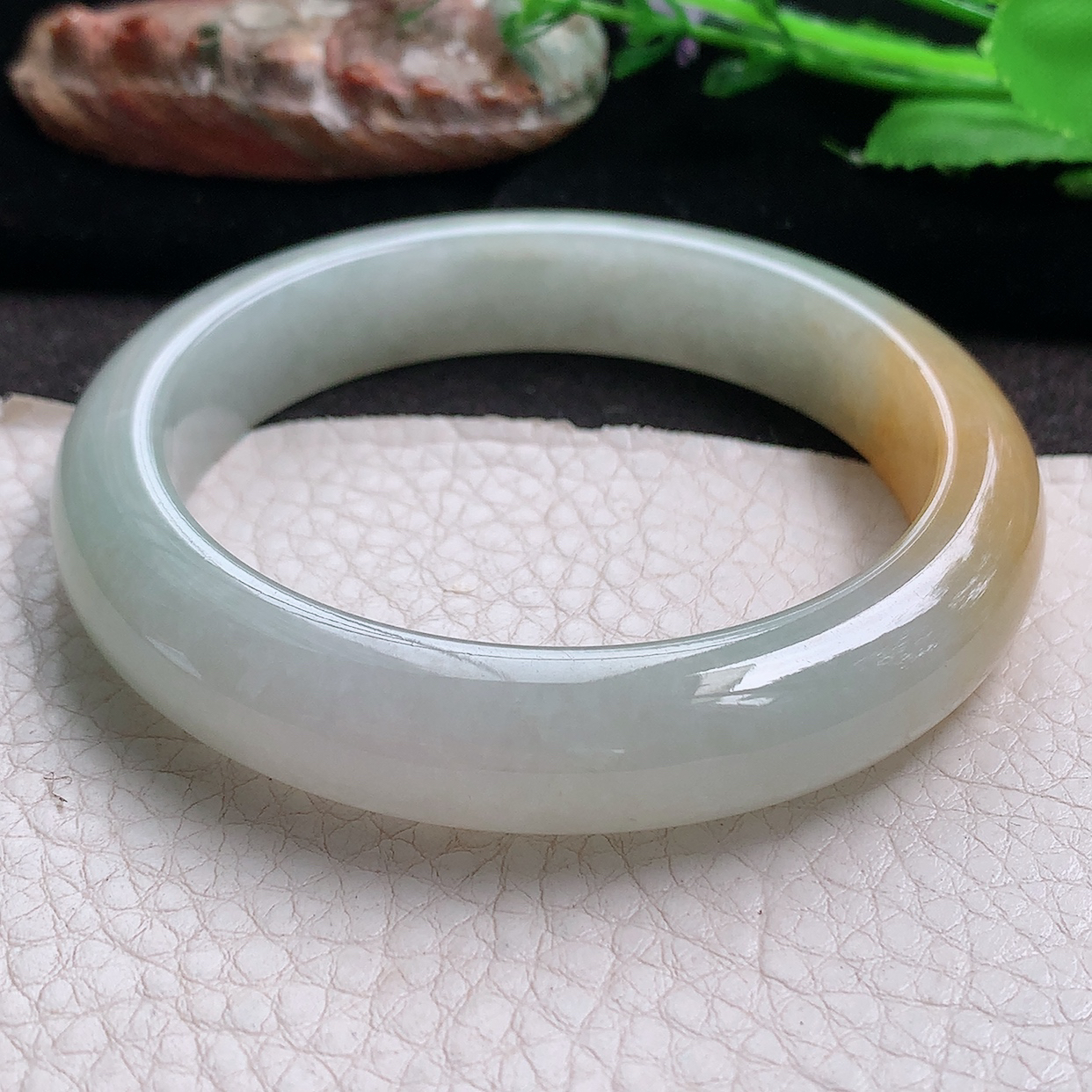 h实拍58*12.2*8.5招财镯 缅甸翡翠a货玉手镯冰双彩宽边珠宝玉手环
