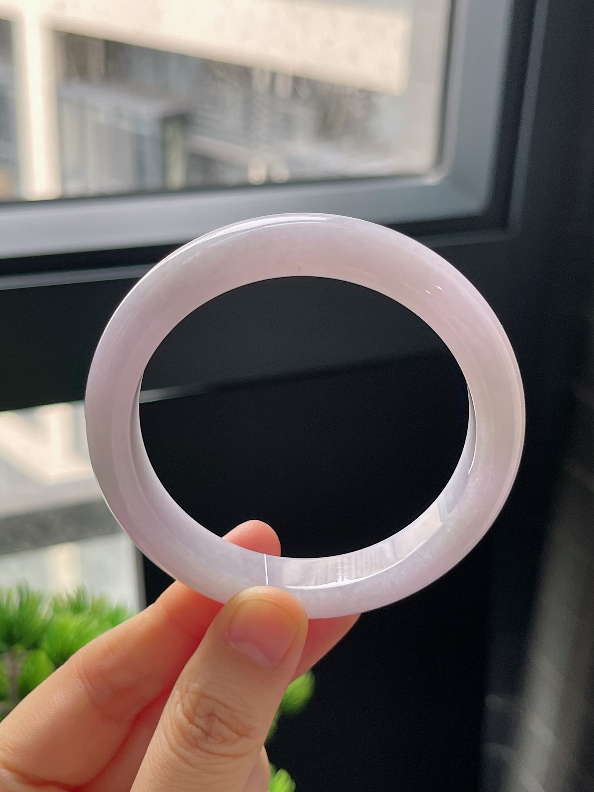 正圈55.2圈口，翡翠糯化种紫色手镯