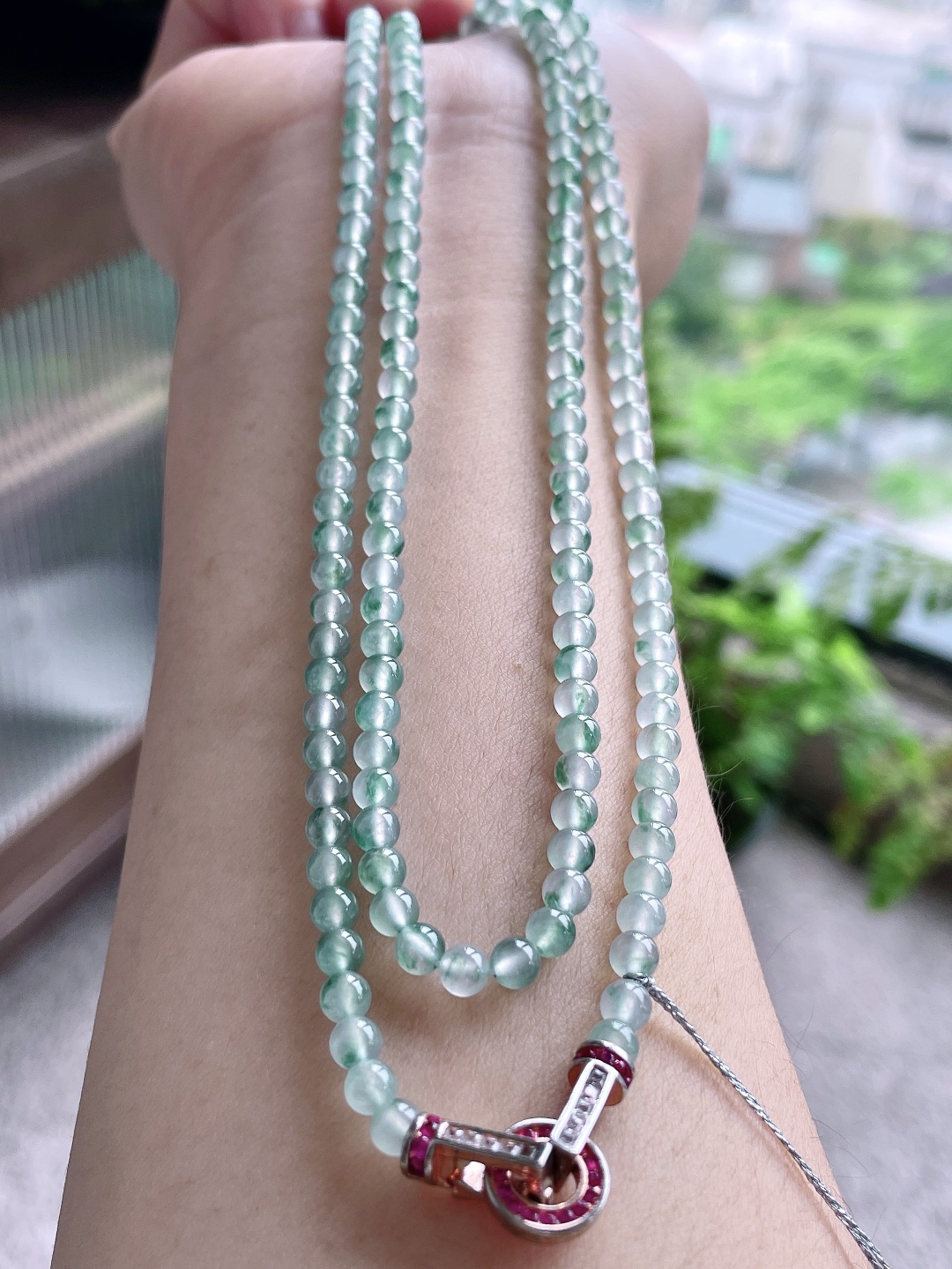 冰飘花珠链圆珠珠子珠链，性比高 4mm，34cm 23克