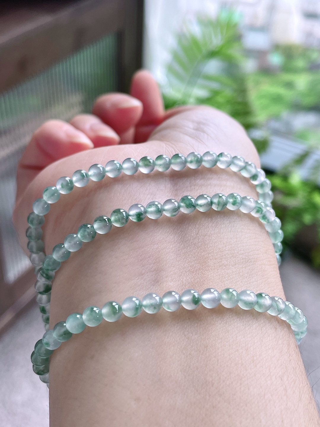 冰飘花珠链圆珠珠子珠链，性比高 4mm，34cm 23克