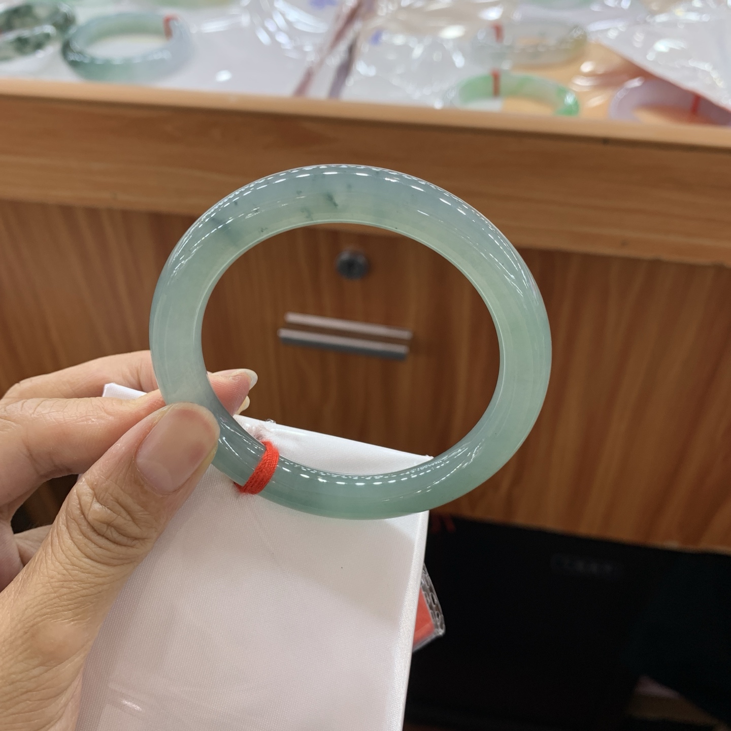 冰油圆条翡翠手镯 57.3-9.8-9.4