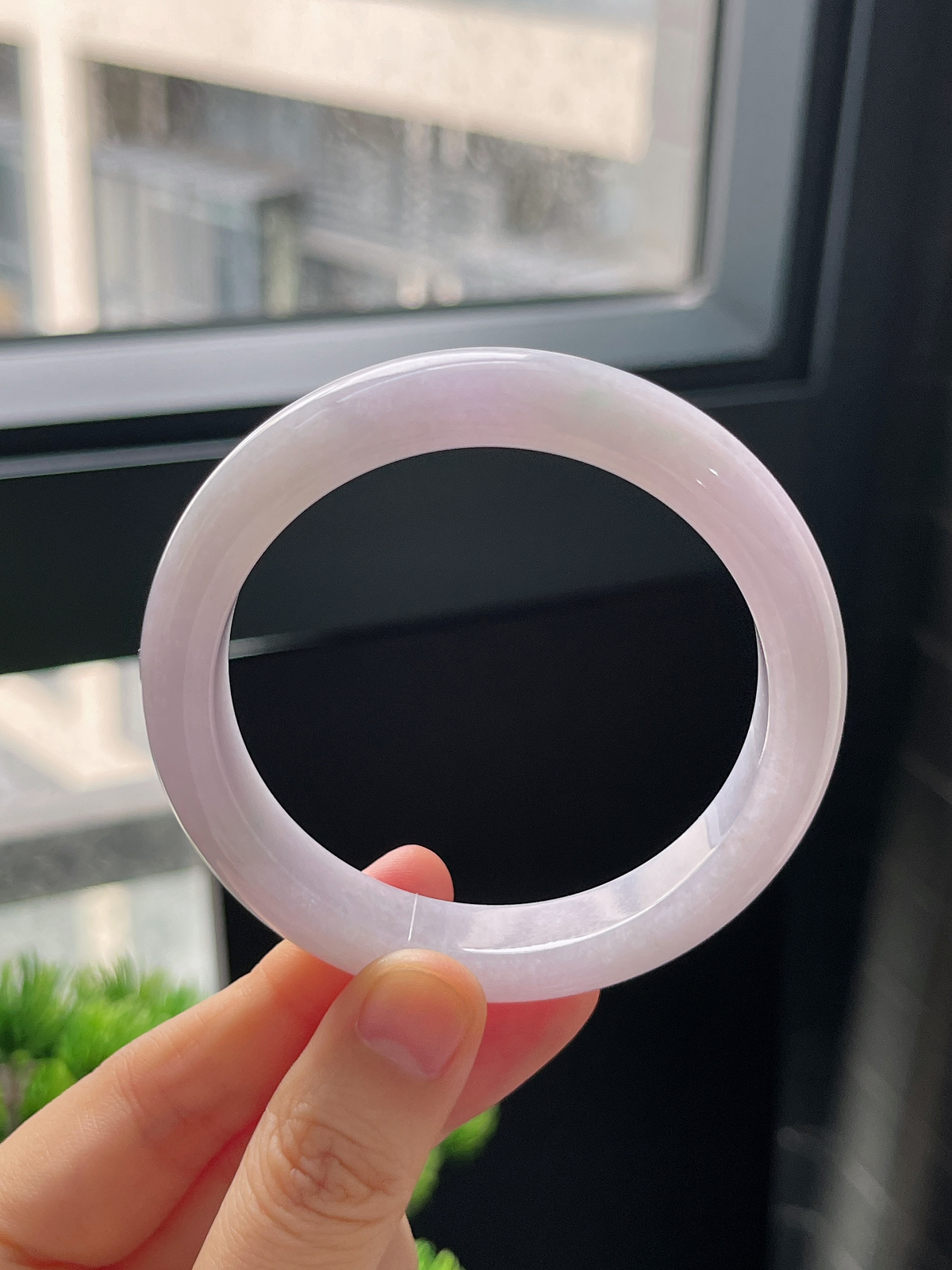 正圈55.2圈口，翡翠糯化种紫色手镯