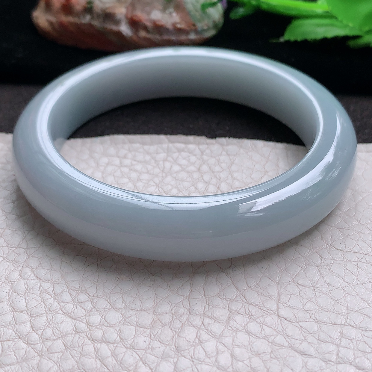 z大圈口61*13*9.5平安镯 缅甸翡翠a货玉手镯淡紫厚装宽边珠宝玉手环
