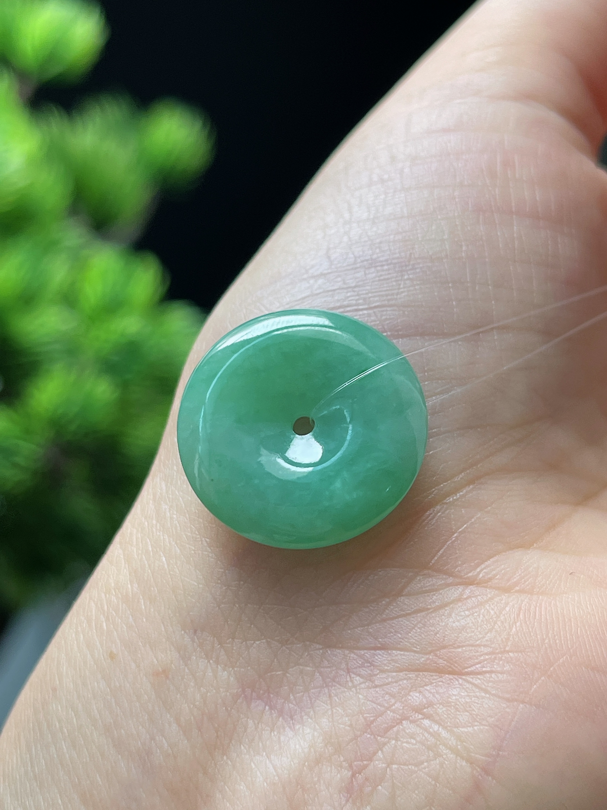 翡翠糯化种绿色平安扣