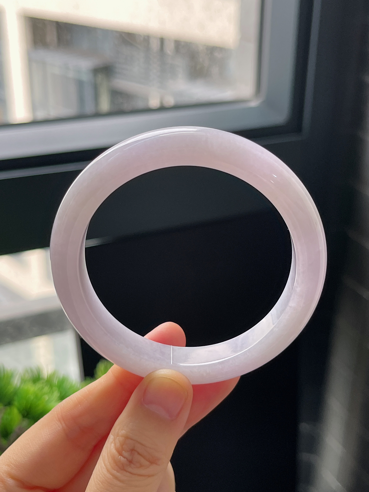 正圈55.2圈口，翡翠糯化种紫色手镯