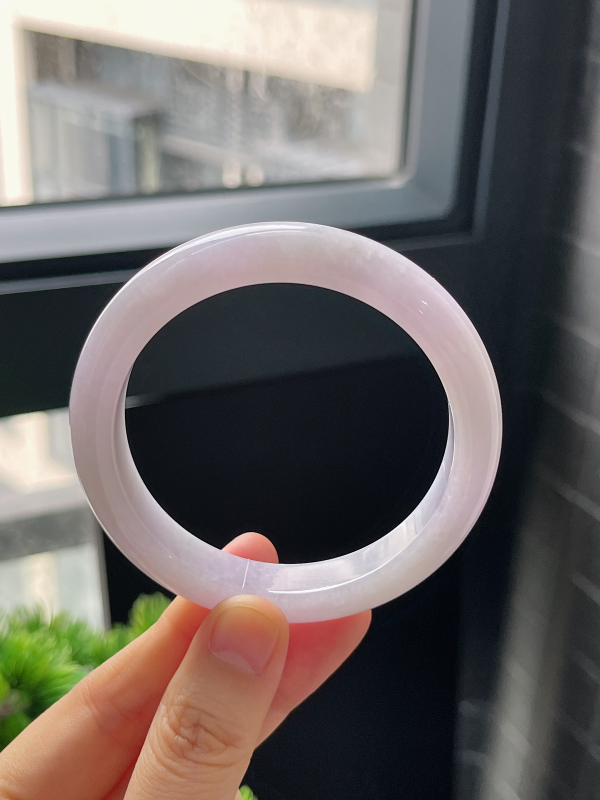 正圈55.2圈口，翡翠糯化种紫色手镯
